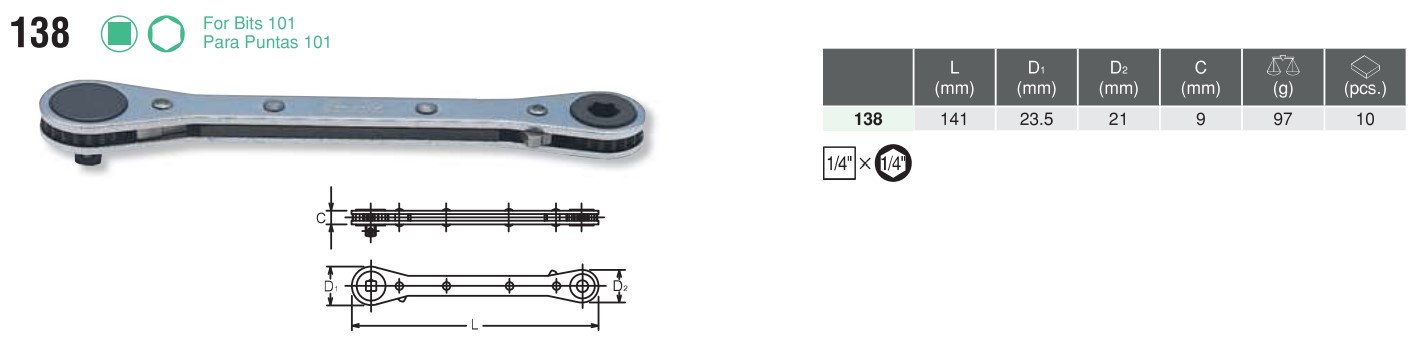 For Bits 101 Ratcheting Ring Wrench 138 Chart
