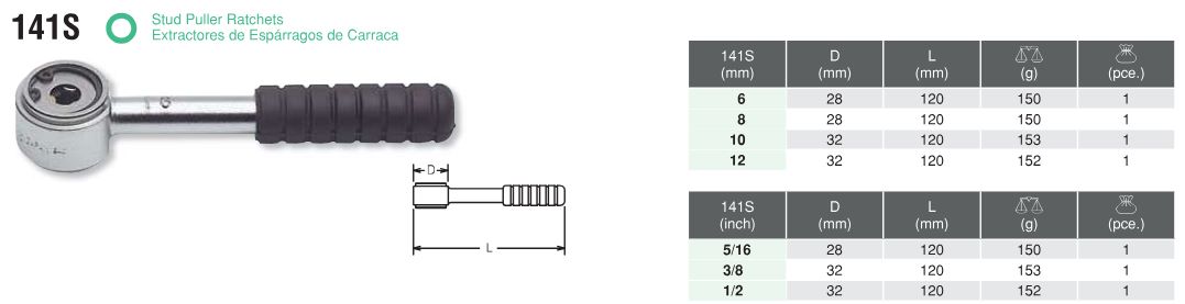 141S Stud Puller Ratchets Chart