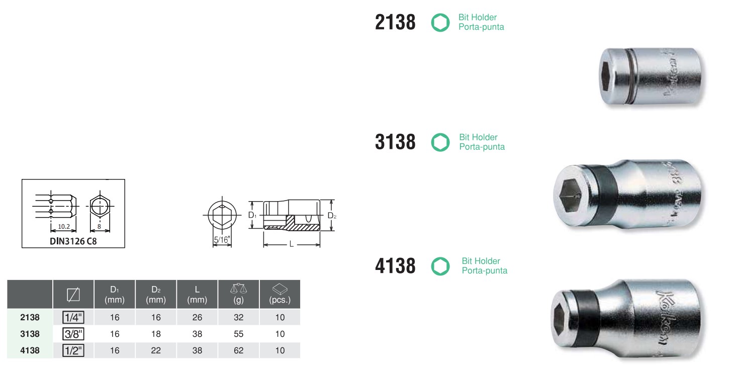 5/16" Bit Holder 2138 Chart