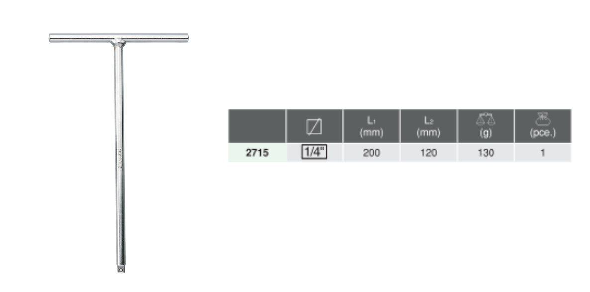 T- Handle T-Type Wrench 2715 Chart