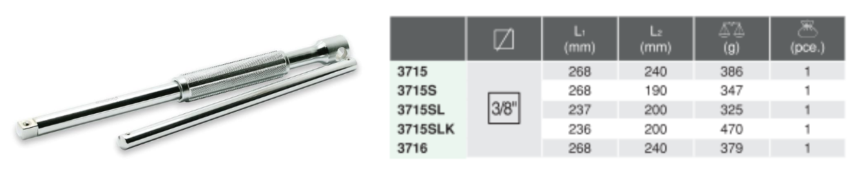 T- Handle T-Type Wrench 3715SLK Chart