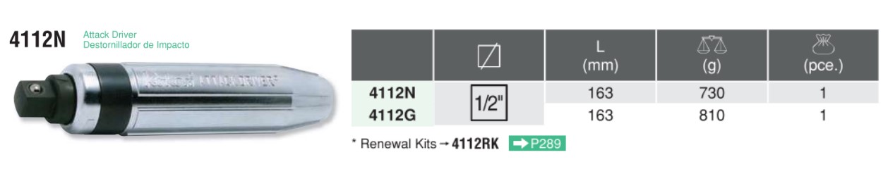 1/2" Attack Driver 4112N Chart