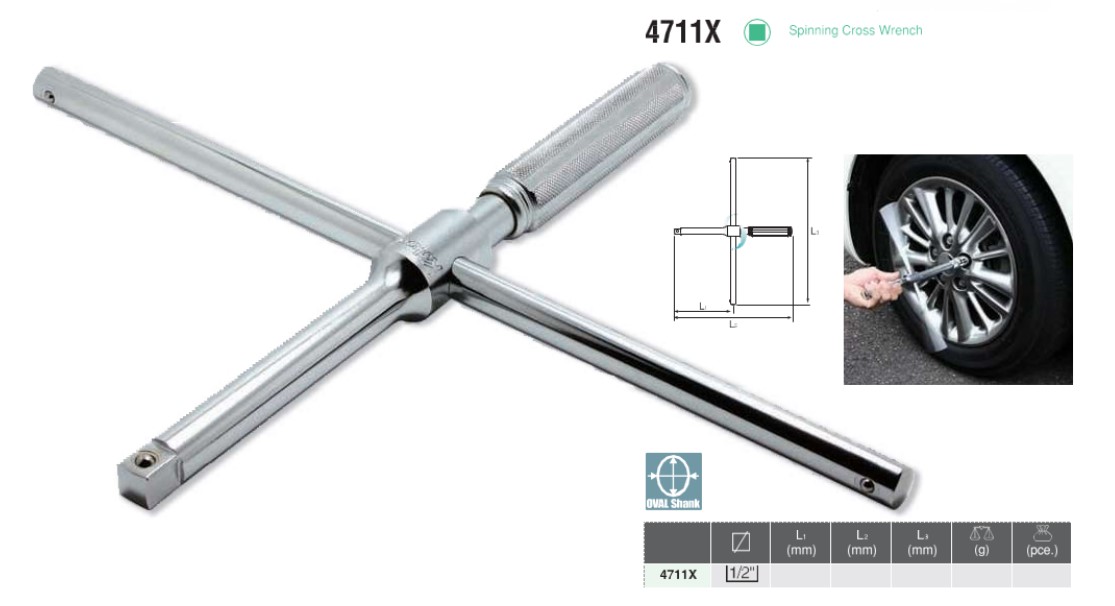 1/2" Spinning Cross Wrench 4711X Chart