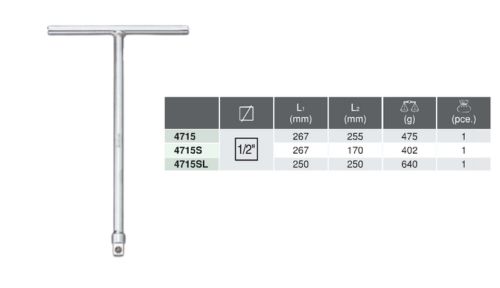 1/2" T-Handle T-Type Wrench 4715S Chart