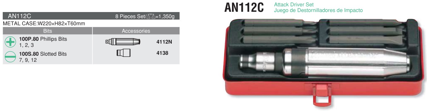 8 Pieces Attack Driver Set AN112C Chart
